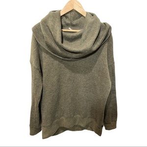 WISHLIST OLIVE GREEN COWL NECK DROP SHOULDER HIGH LOW LONG SLEEVE SWEATER SZ M/L